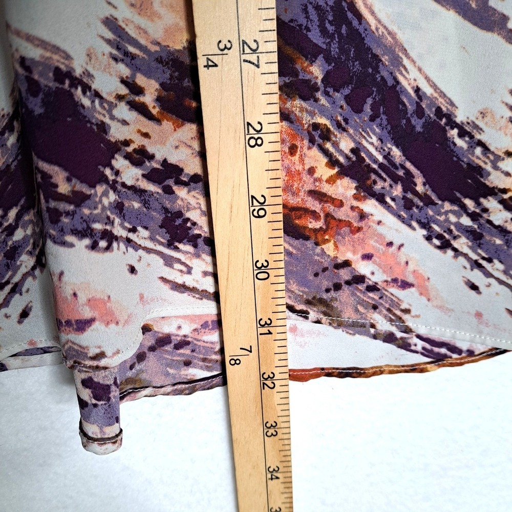 Rose Olive Womens 4X Purple‎ Orange Abstract Print VNeck Tunic Blouse 3/4 Sleeve - Picture 12 of 12